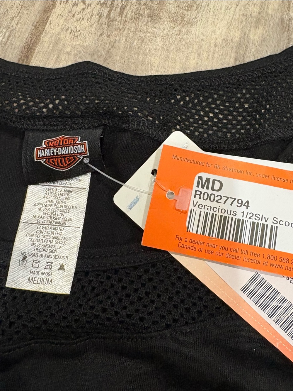 Harley Davidson Black Fishnet Trim Metal Studded Women’s M Idaho Falls Teton - Picture 4 of 12